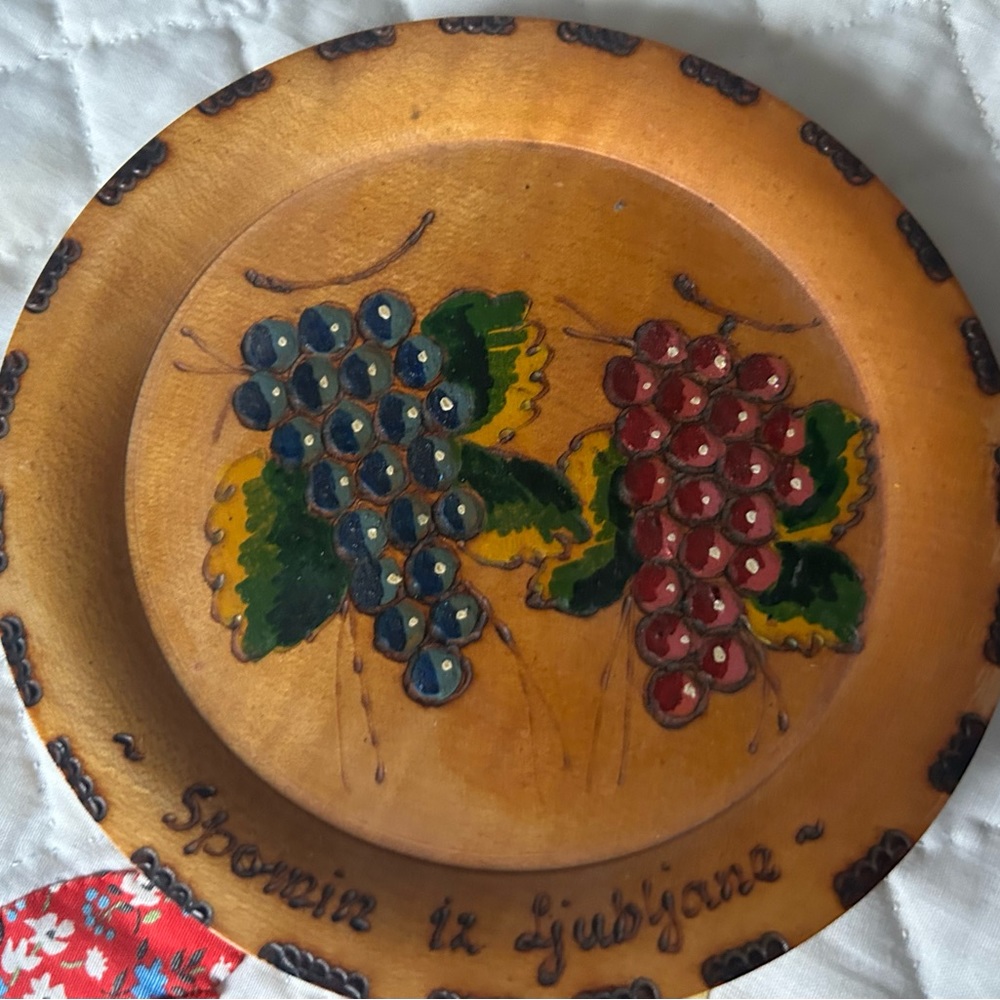 Vintage Slovenian wooden plate